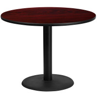 Flash Furniture XU-RD-42-MAHTB-TR24-GG 42" Round Mahogany Laminate Table Top with 24" Round Table Height Base